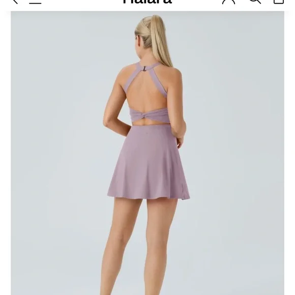 Halara Twist-Front Cut-Out Backless 2-in-1 Exercise Dress - Picture 2 of 7